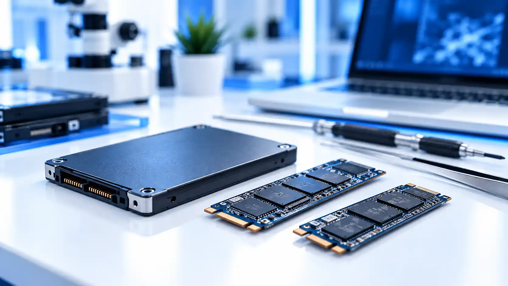 استعادة بيانات SSD في عُمان – أقراص SATA وM.2 NVMe في مختبر رويال ريكفري في مسقط